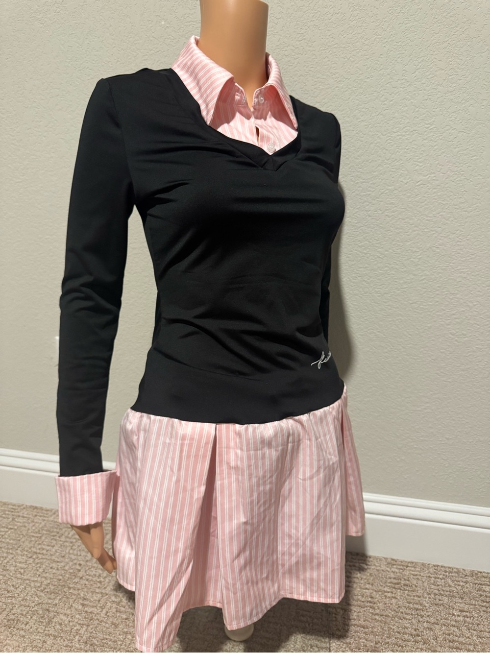Pink Pin Striped Shirt Dress